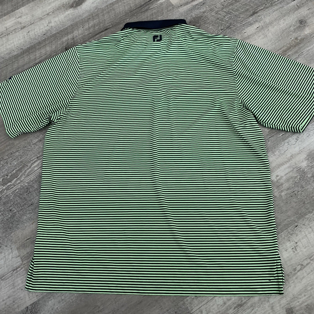 FootJoy Golf Polo Men XL Performance Shirt Blue Neon Striped Stretch Fox Meadow - Picture 5 of 7